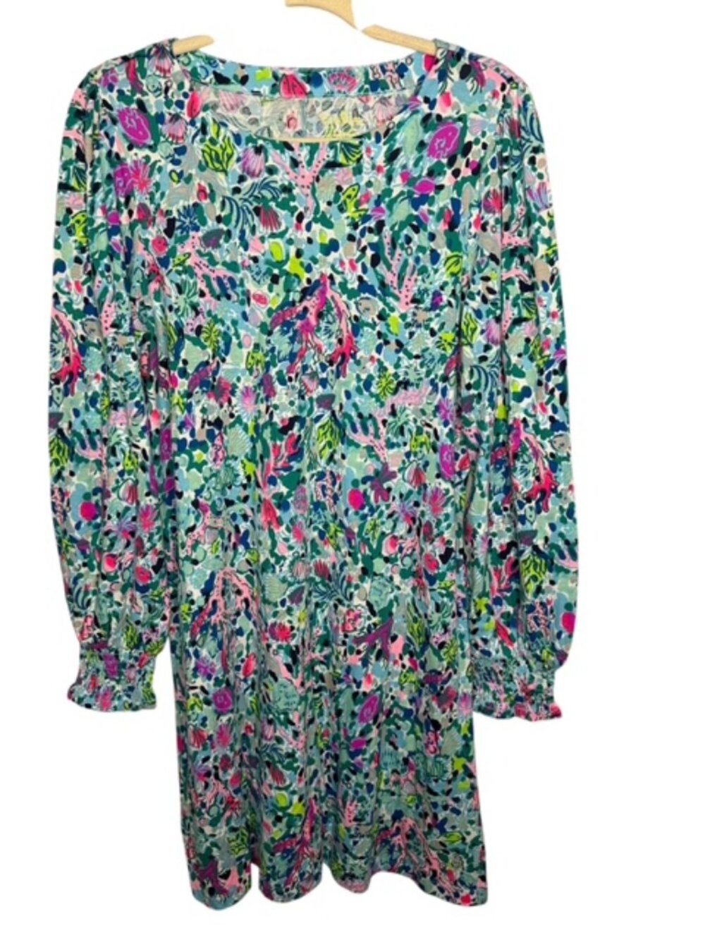 Lilly Pulitzer Dress Women's Large Diann Feeling Fantastic Floral Long Sleeves